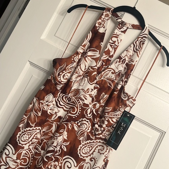 MSK brown print halter maxi dress-size S-NWT - Picture 6 of 6